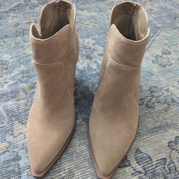 Vince Camuto Gradesha High Block Heel Booties in Tortilla - Picture 2 of 11